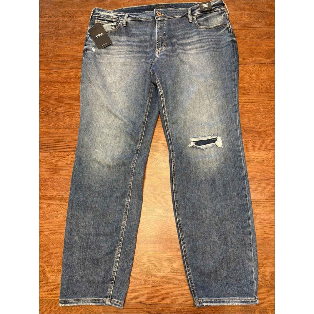 NWT New Silver Jeans Boyfriend Fit Women's Plus SZ 20 Denim Medium Wash